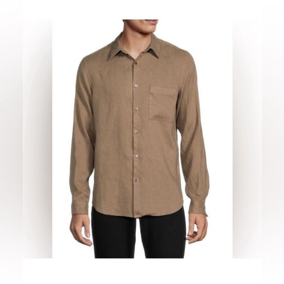 Theory Irving PA Linen Button Down Shirt Fossil size XL - Picture 1 of 7
